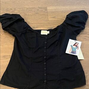 Nation LTD Black Puff Sleeve Blouse